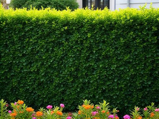 Perfectly shaped green privacy hedge